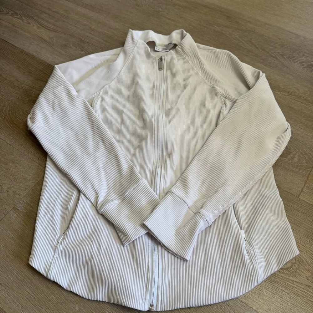 Athleta Salutation Jacket White Ribbed - image 2
